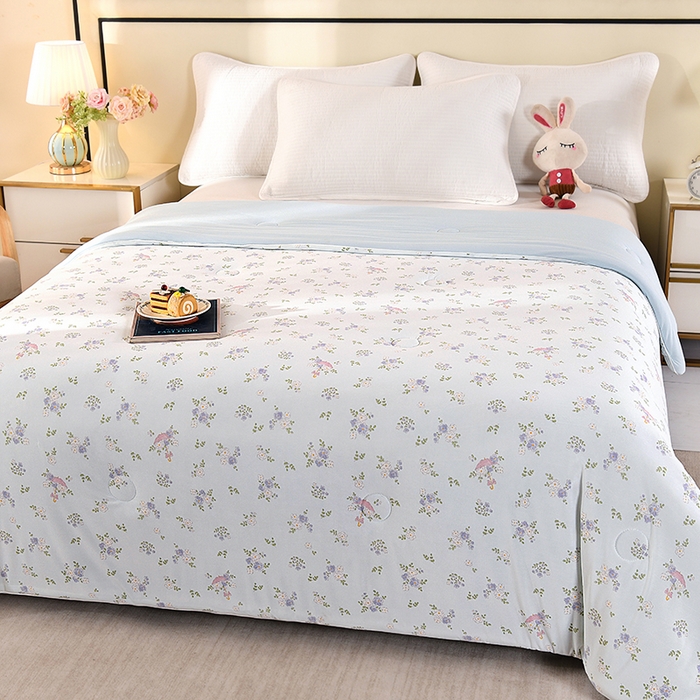 91家纺网 家纺一手货源 找家纺 诗雅纺织 2026新款仿锦氨针织凉感丝夏被 花夕