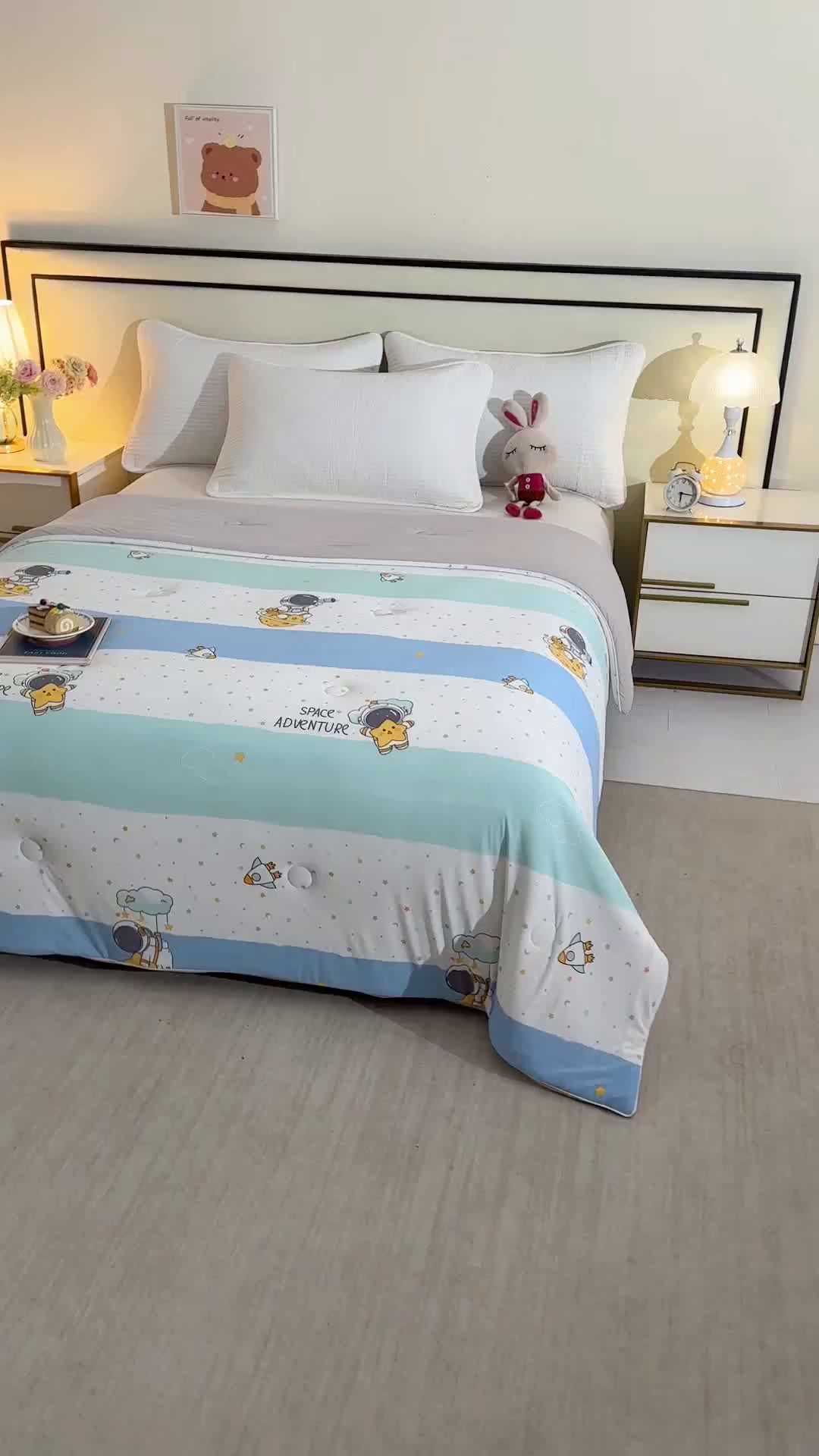 91家纺网 家纺一手货源 找家纺 诗雅纺织 2026新款仿锦氨针织凉感丝夏被 宇航员