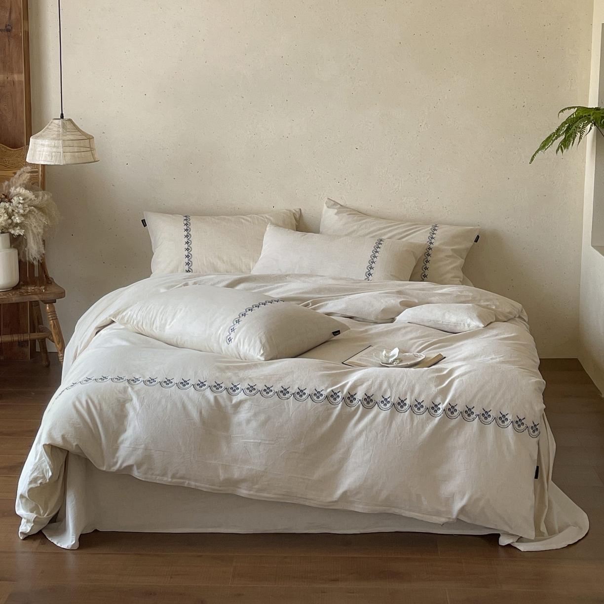 91家纺网 家纺一手货源 找家纺 （总）觅糖家纺 2026春夏新款非遗手法十字绣天然棉麻系列四件套