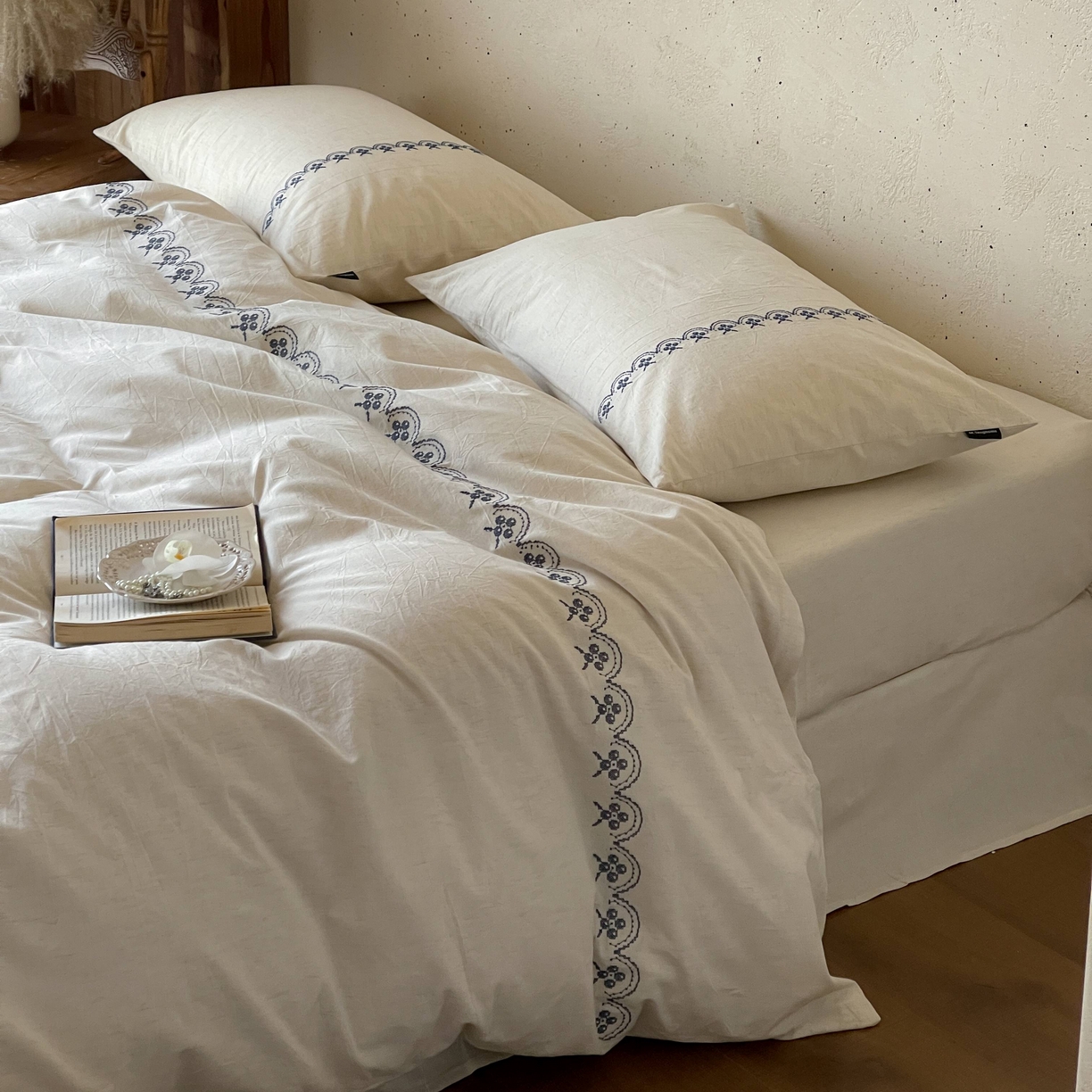 91家纺网 家纺一手货源 找家纺 （总）觅糖家纺 2026春夏新款非遗手法十字绣天然棉麻系列四件套