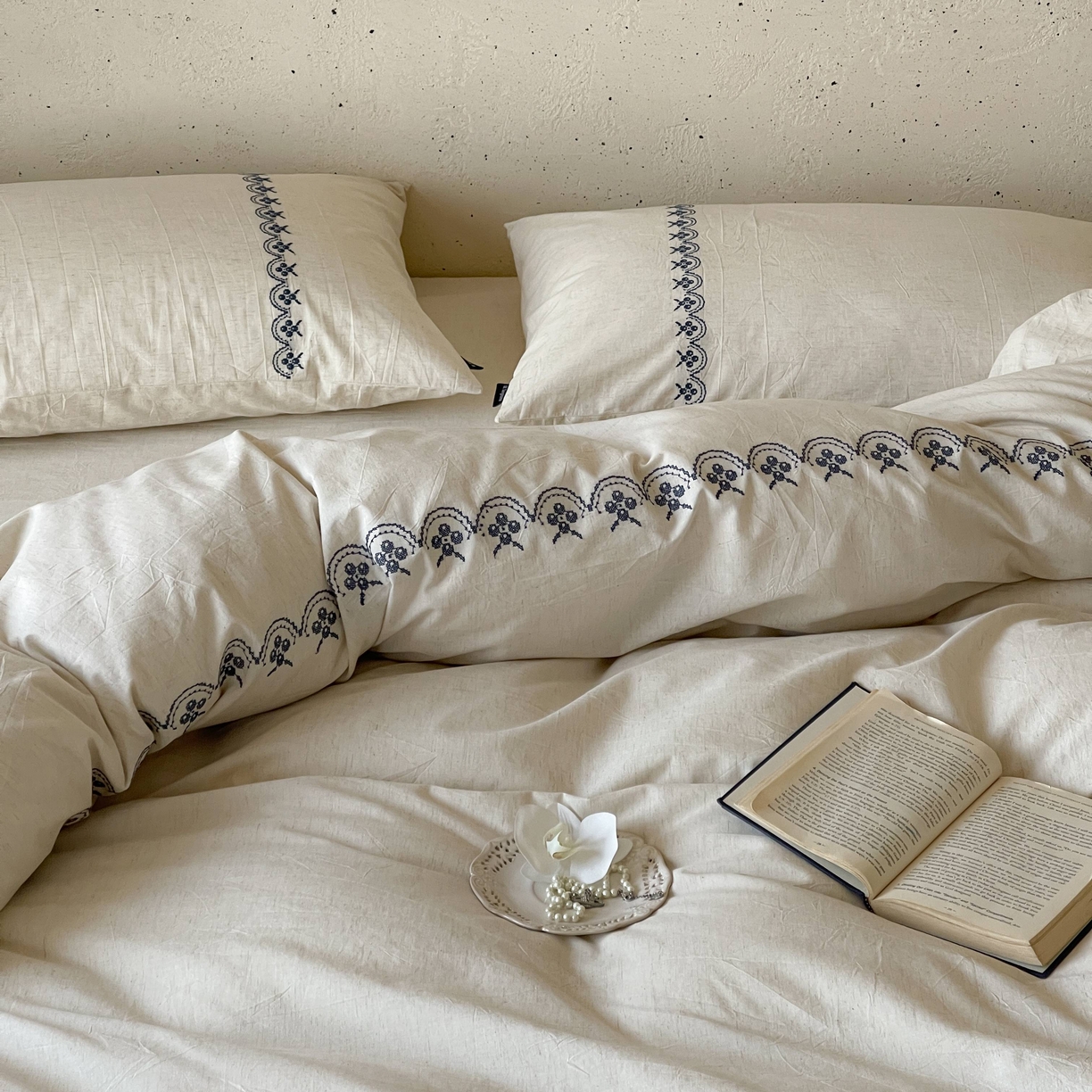 91家纺网 家纺一手货源 找家纺 （总）觅糖家纺 2026春夏新款非遗手法十字绣天然棉麻系列四件套