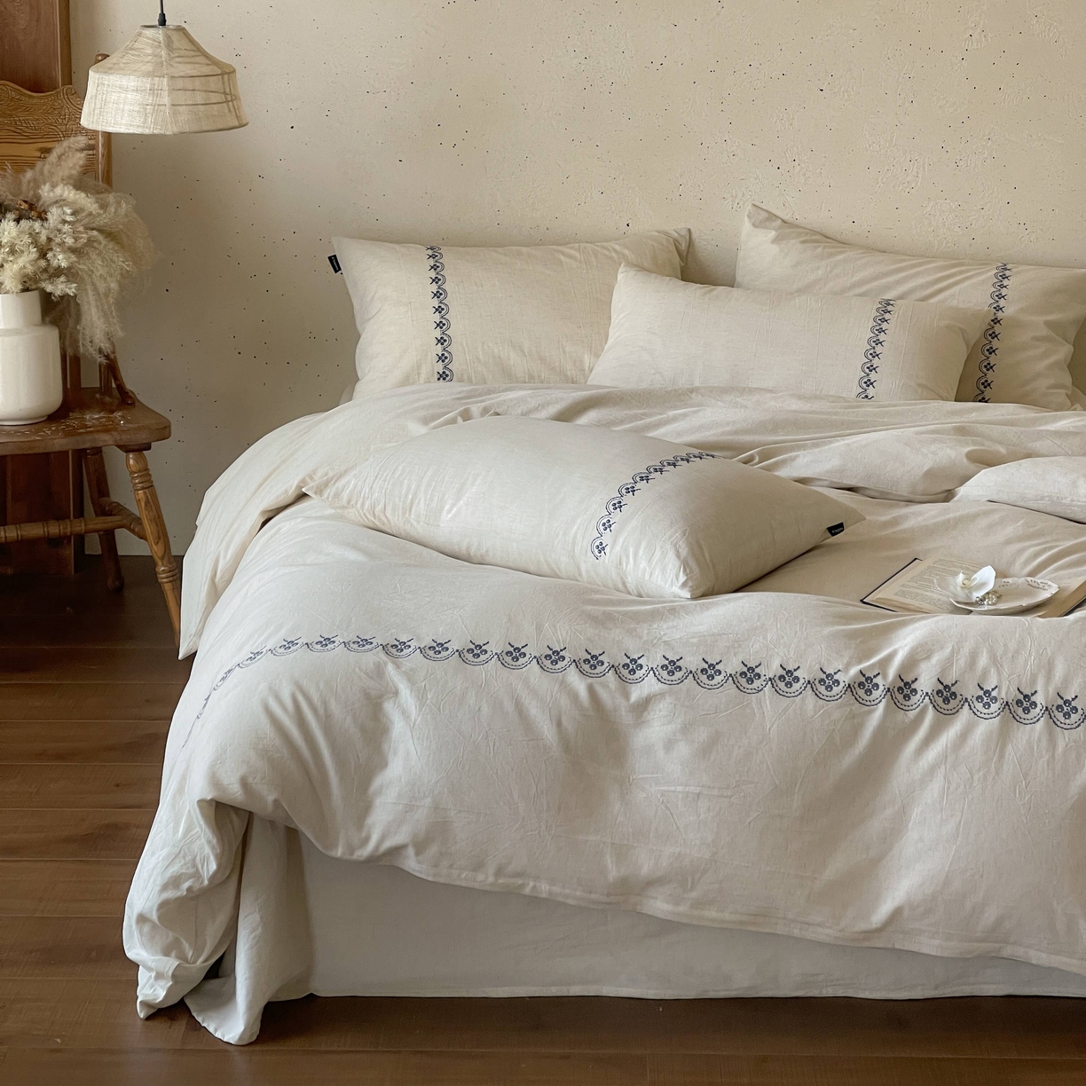 91家纺网 家纺一手货源 找家纺 （总）觅糖家纺 2026春夏新款非遗手法十字绣天然棉麻系列四件套