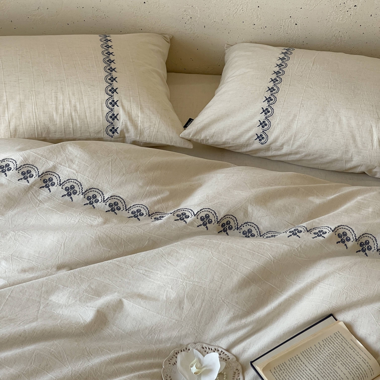 91家纺网 家纺一手货源 找家纺 （总）觅糖家纺 2026春夏新款非遗手法十字绣天然棉麻系列四件套