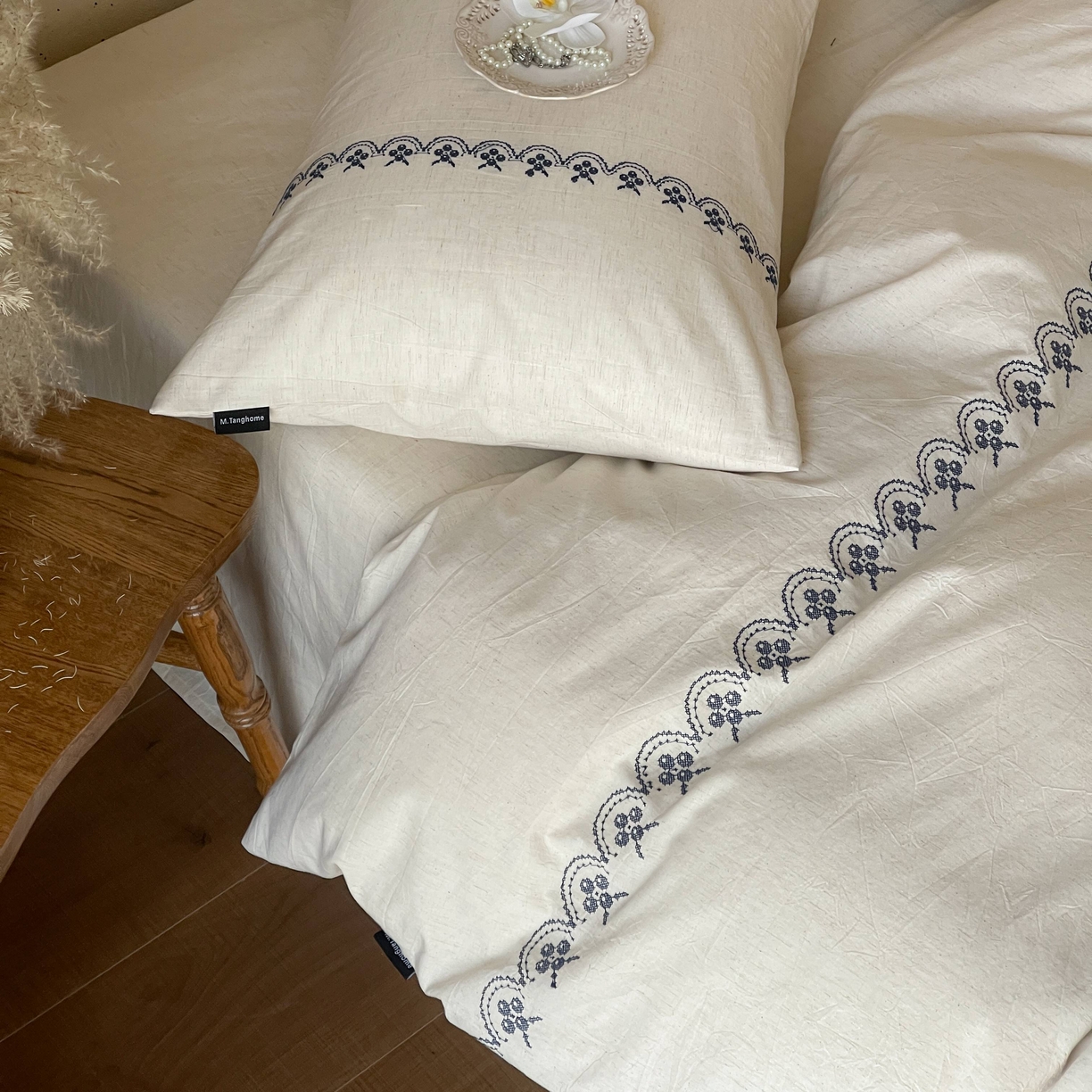 91家纺网 家纺一手货源 找家纺 （总）觅糖家纺 2026春夏新款非遗手法十字绣天然棉麻系列四件套