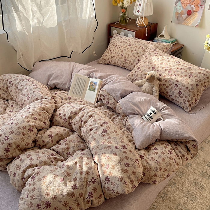 91家纺网 家纺一手货源 找家纺 凯洛奇 2026新款色织麻水洗提花四件套-提供买家秀 素米花熹