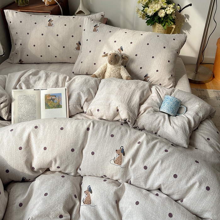 91家纺网 家纺一手货源 找家纺 凯洛奇 2026新款色织麻水洗提花四件套-提供买家秀 星点童梦