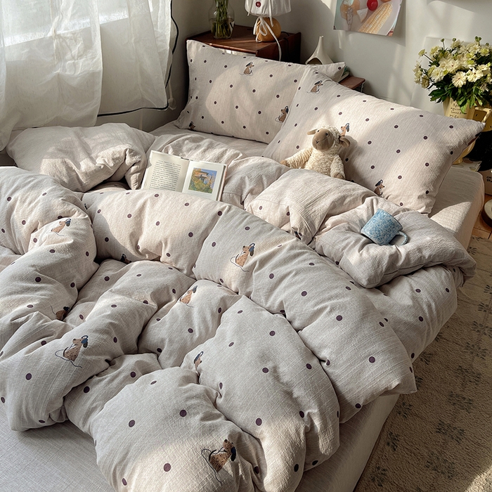 91家纺网 家纺一手货源 找家纺 凯洛奇 2026新款色织麻水洗提花四件套-提供买家秀 星点童梦