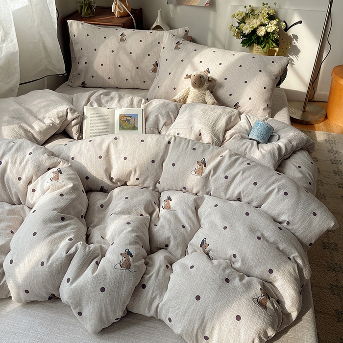 凯洛奇 2026新款色织麻水洗提花四件套-提供买家秀 星点童梦