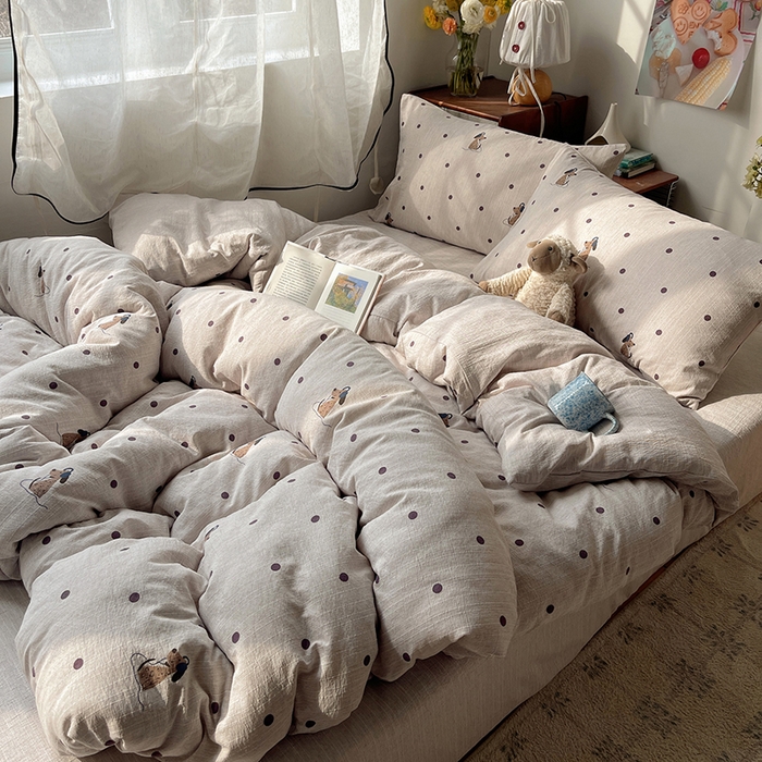 91家纺网 家纺一手货源 找家纺 凯洛奇 2026新款色织麻水洗提花四件套-提供买家秀 星点童梦