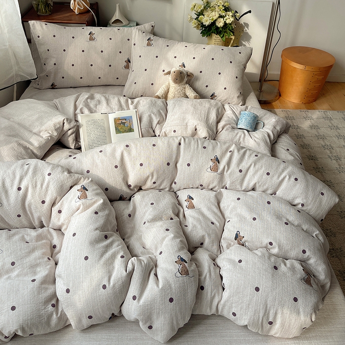 91家纺网 家纺一手货源 找家纺 凯洛奇 2026新款色织麻水洗提花四件套-提供买家秀 星点童梦