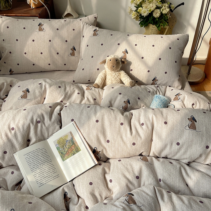 91家纺网 家纺一手货源 找家纺 凯洛奇 2026新款色织麻水洗提花四件套-提供买家秀 星点童梦