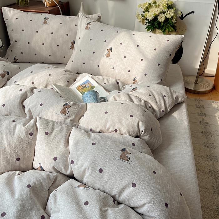 91家纺网 家纺一手货源 找家纺 凯洛奇 2026新款色织麻水洗提花四件套-提供买家秀 星点童梦