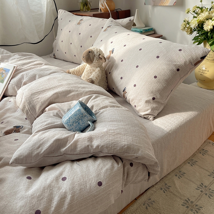 91家纺网 家纺一手货源 找家纺 凯洛奇 2026新款色织麻水洗提花四件套-提供买家秀 星点童梦