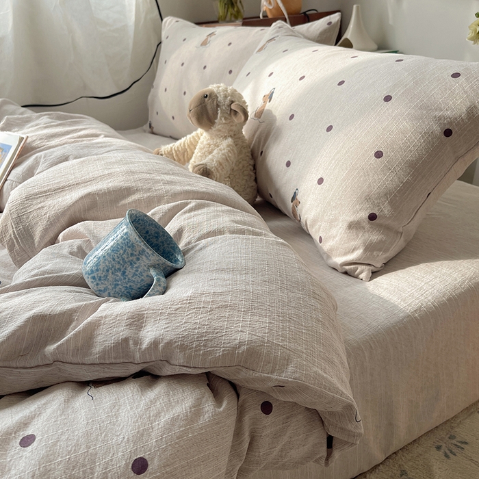 91家纺网 家纺一手货源 找家纺 凯洛奇 2026新款色织麻水洗提花四件套-提供买家秀 星点童梦