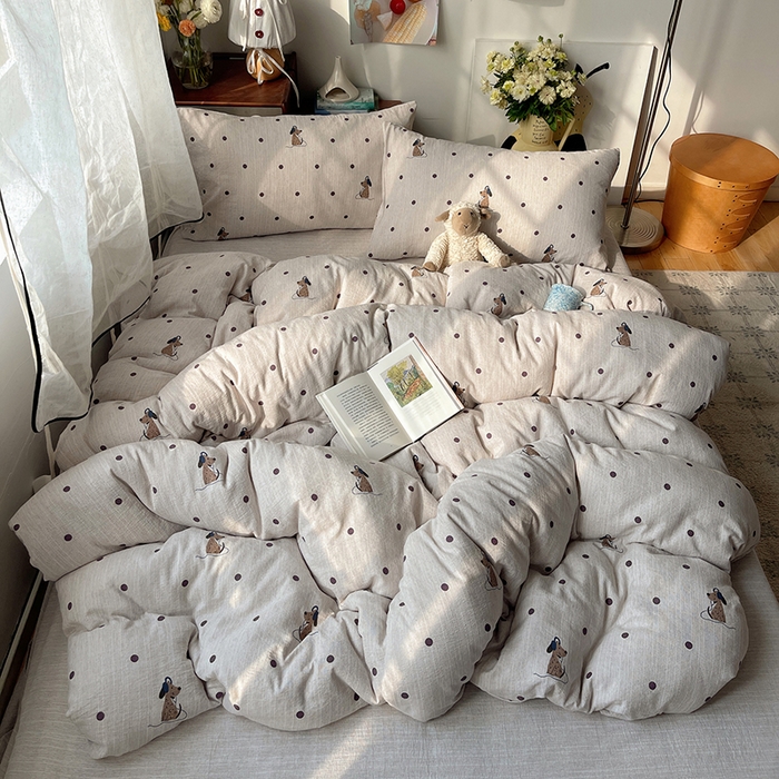 91家纺网 家纺一手货源 找家纺 凯洛奇 2026新款色织麻水洗提花四件套-提供买家秀 星点童梦