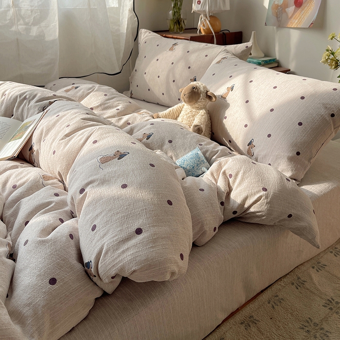 91家纺网 家纺一手货源 找家纺 凯洛奇 2026新款色织麻水洗提花四件套-提供买家秀 星点童梦