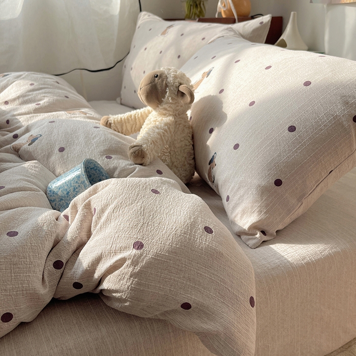 91家纺网 家纺一手货源 找家纺 凯洛奇 2026新款色织麻水洗提花四件套-提供买家秀 星点童梦