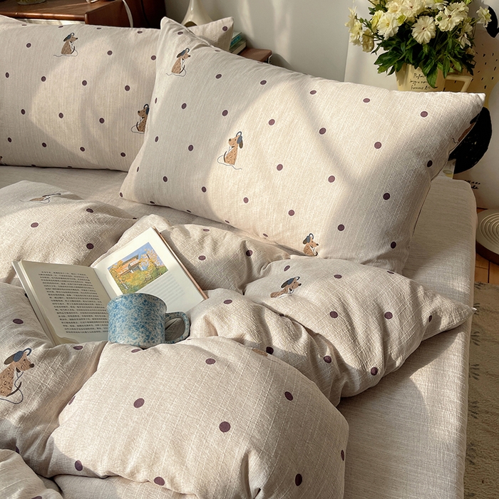 91家纺网 家纺一手货源 找家纺 凯洛奇 2026新款色织麻水洗提花四件套-提供买家秀 星点童梦