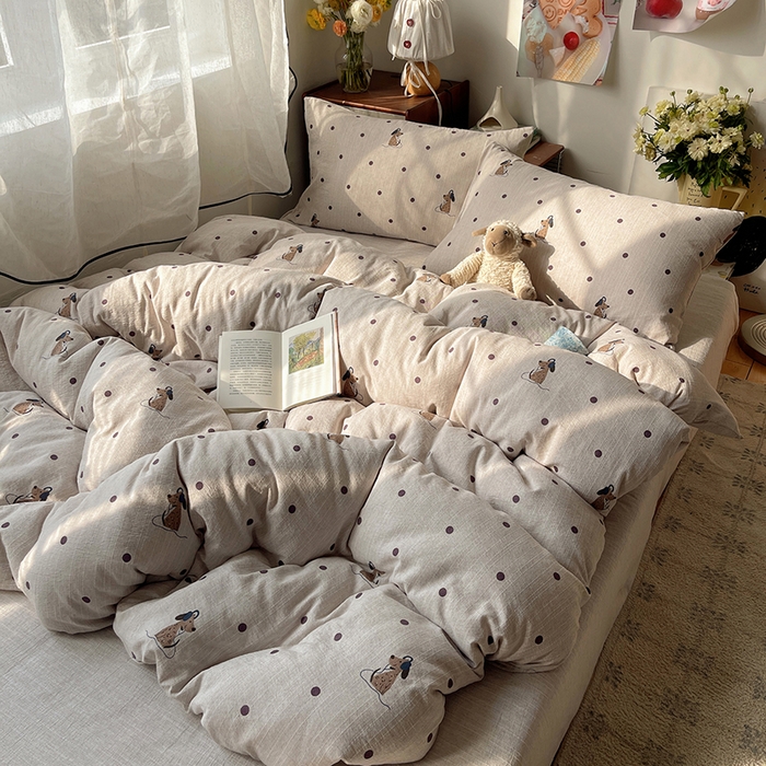 91家纺网 家纺一手货源 找家纺 凯洛奇 2026新款色织麻水洗提花四件套-提供买家秀 星点童梦