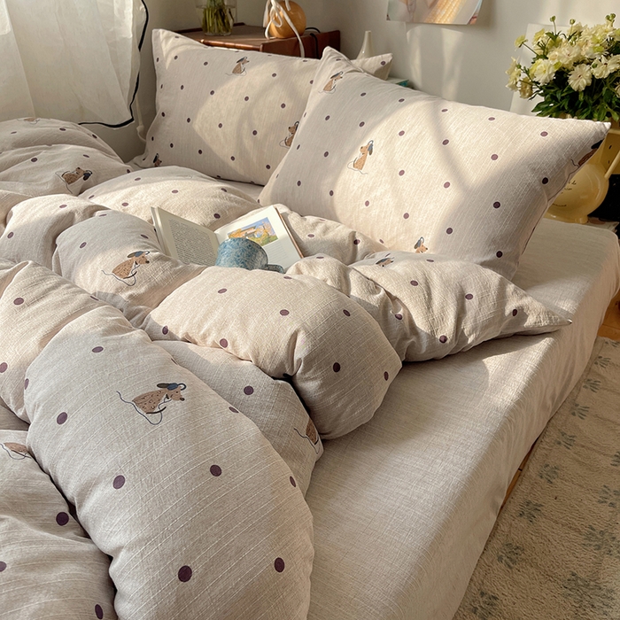 91家纺网 家纺一手货源 找家纺 凯洛奇 2026新款色织麻水洗提花四件套-提供买家秀 星点童梦