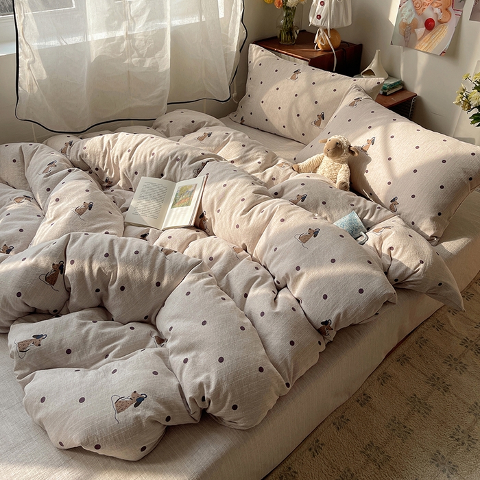 91家纺网 家纺一手货源 找家纺 凯洛奇 2026新款色织麻水洗提花四件套-提供买家秀 星点童梦