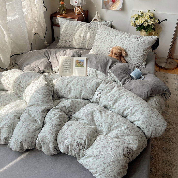 凯洛奇 2026新款色织麻水洗提花四件套-提供买家秀 杏青花谣