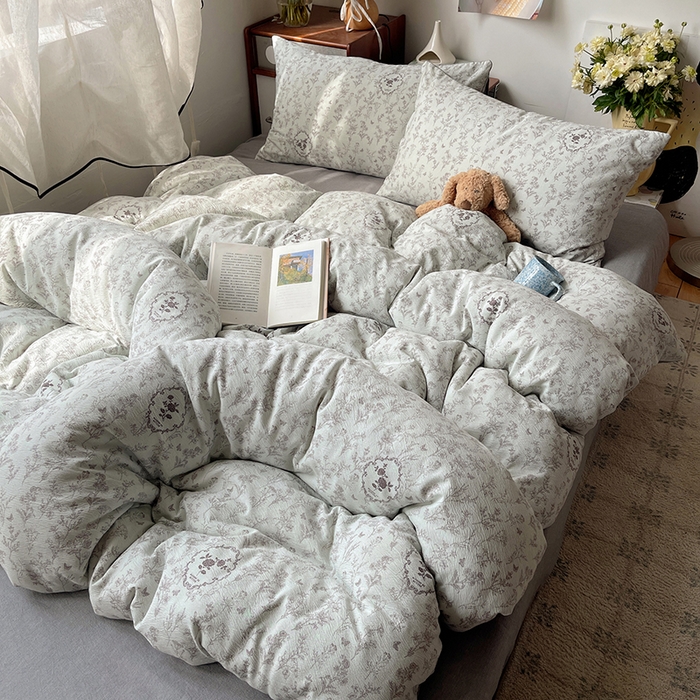 91家纺网 家纺一手货源 找家纺 凯洛奇 2026新款色织麻水洗提花四件套-提供买家秀 杏青花谣