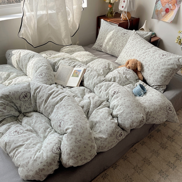 91家纺网 家纺一手货源 找家纺 凯洛奇 2026新款色织麻水洗提花四件套-提供买家秀 杏青花谣