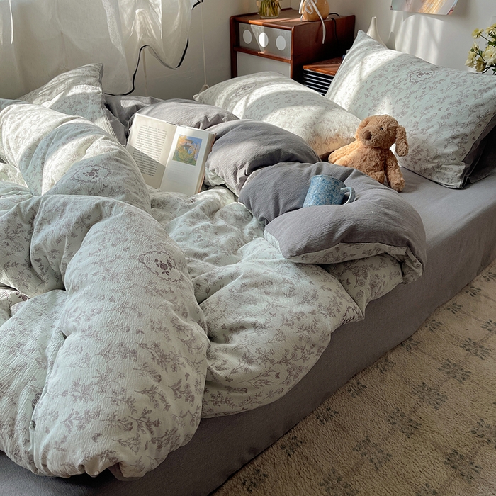 91家纺网 家纺一手货源 找家纺 凯洛奇 2026新款色织麻水洗提花四件套-提供买家秀 杏青花谣