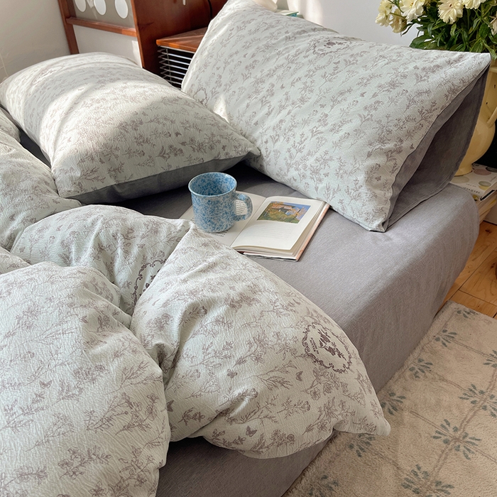 91家纺网 家纺一手货源 找家纺 凯洛奇 2026新款色织麻水洗提花四件套-提供买家秀 杏青花谣