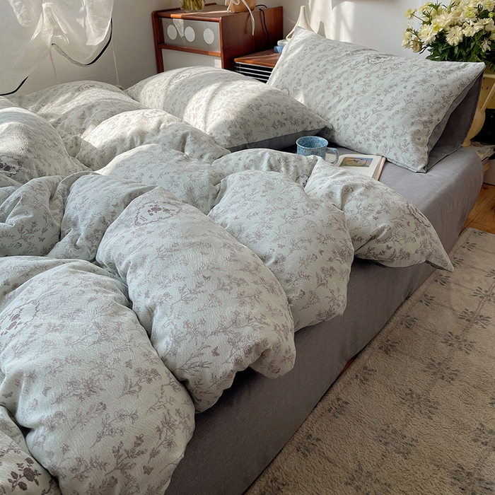 91家纺网 家纺一手货源 找家纺 凯洛奇 2026新款色织麻水洗提花四件套-提供买家秀 杏青花谣