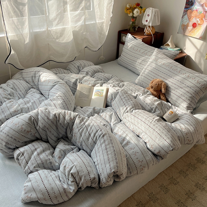 91家纺网 家纺一手货源 找家纺 凯洛奇 2026新款色织麻水洗提花四件套-提供买家秀 雪鹿青纱