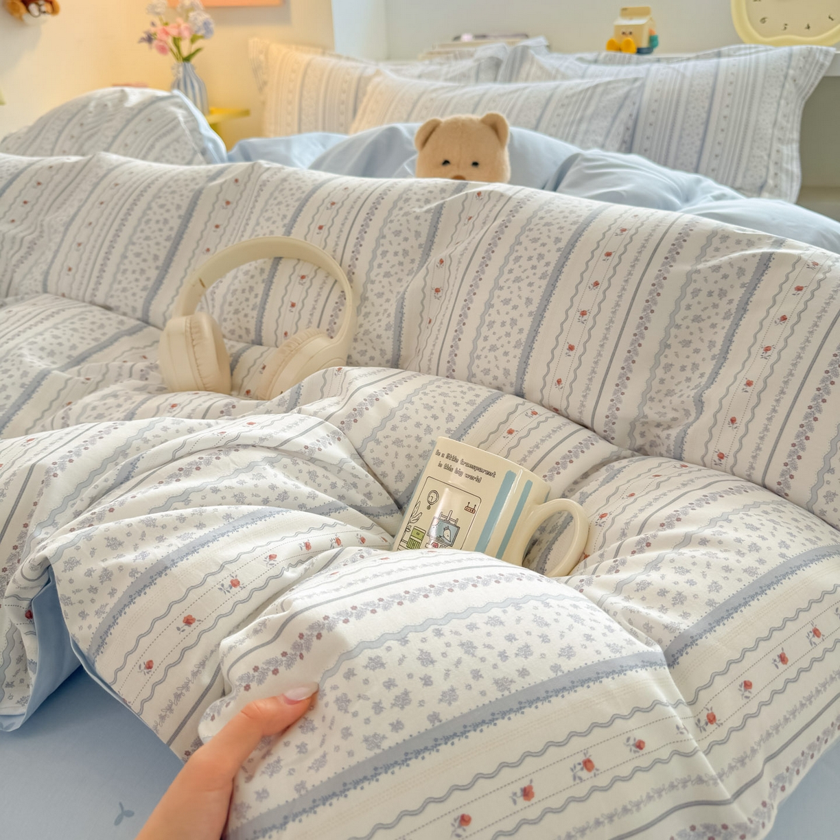 91家纺网 家纺一手货源 找家纺 景眠 2026新款全棉13372小清新简单款四件套 梦境