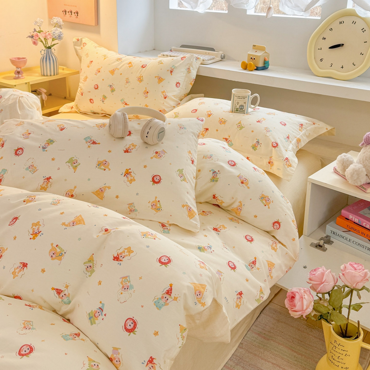 91家纺网 家纺一手货源 找家纺 景眠 2026新款全棉13372小清新简单款四件套 童趣