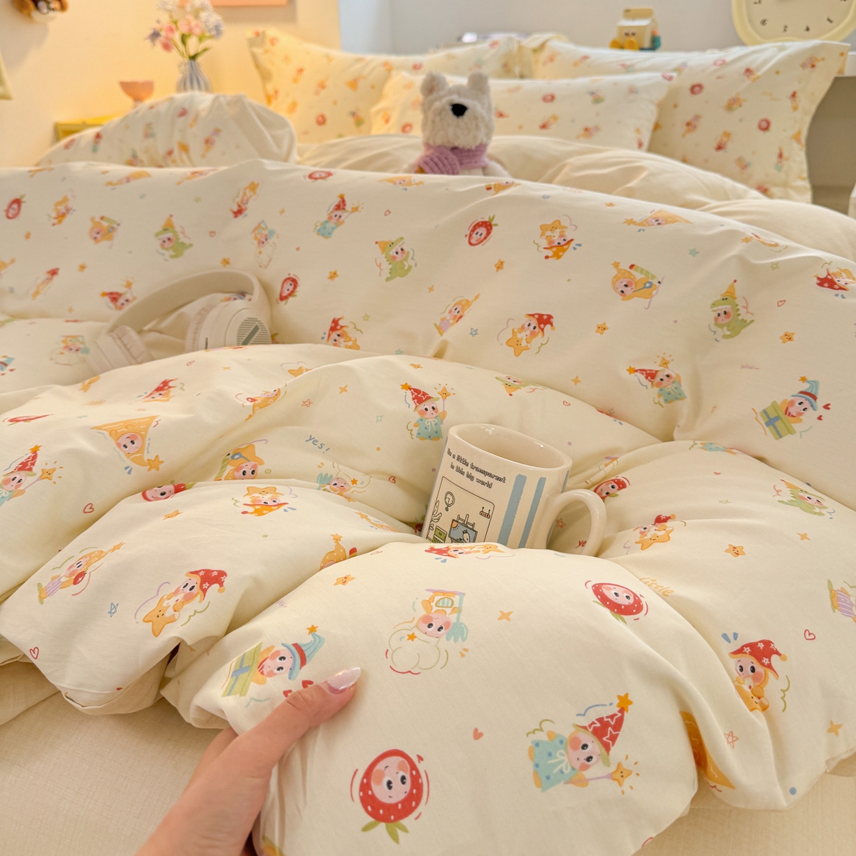 91家纺网 家纺一手货源 找家纺 景眠 2026新款全棉13372小清新简单款四件套 童趣