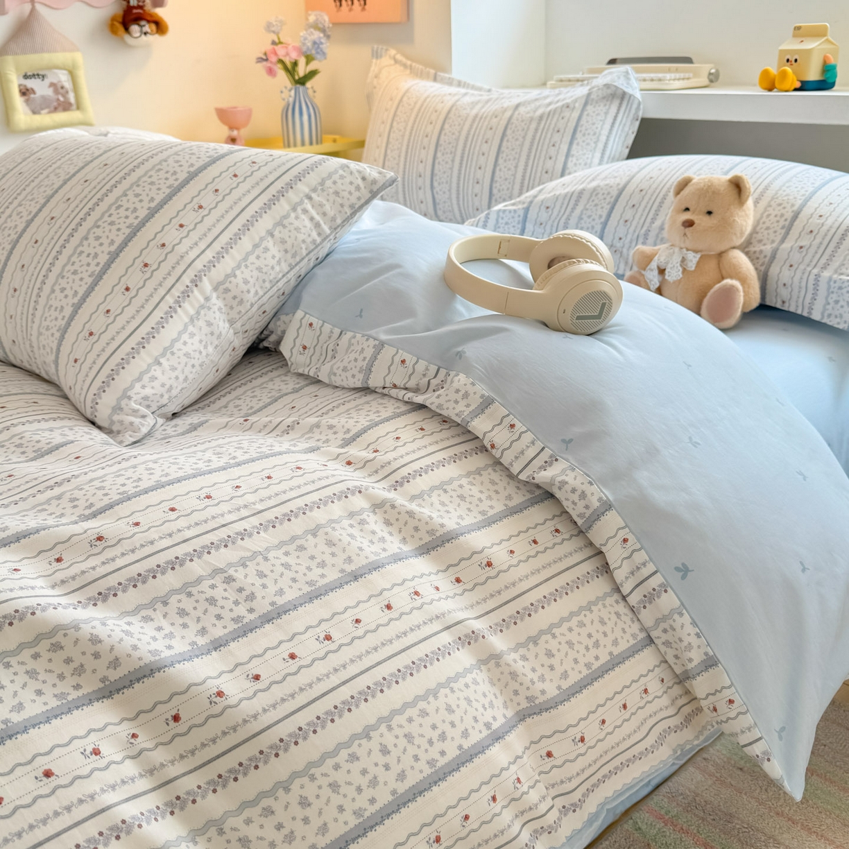 91家纺网 家纺一手货源 找家纺 景眠 2026新款全棉13372小清新简单款四件套 梦境