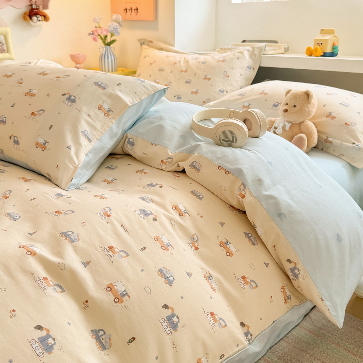 91家纺网 家纺一手货源 找家纺 景眠 2026新款全棉13372小清新简单款四件套 玩具总动员