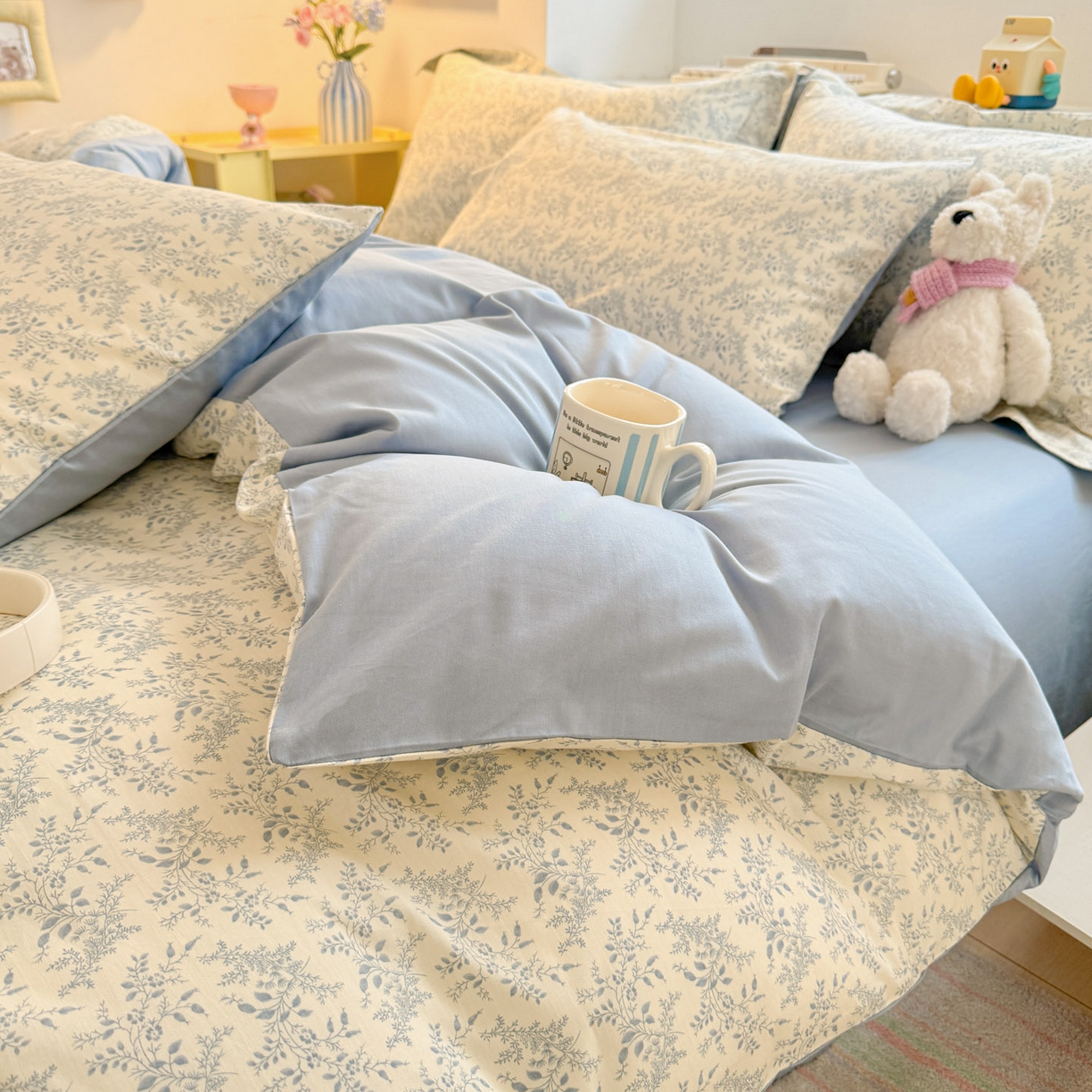 91家纺网 家纺一手货源 找家纺 景眠 2026新款全棉13372小清新简单款四件套 花蔓