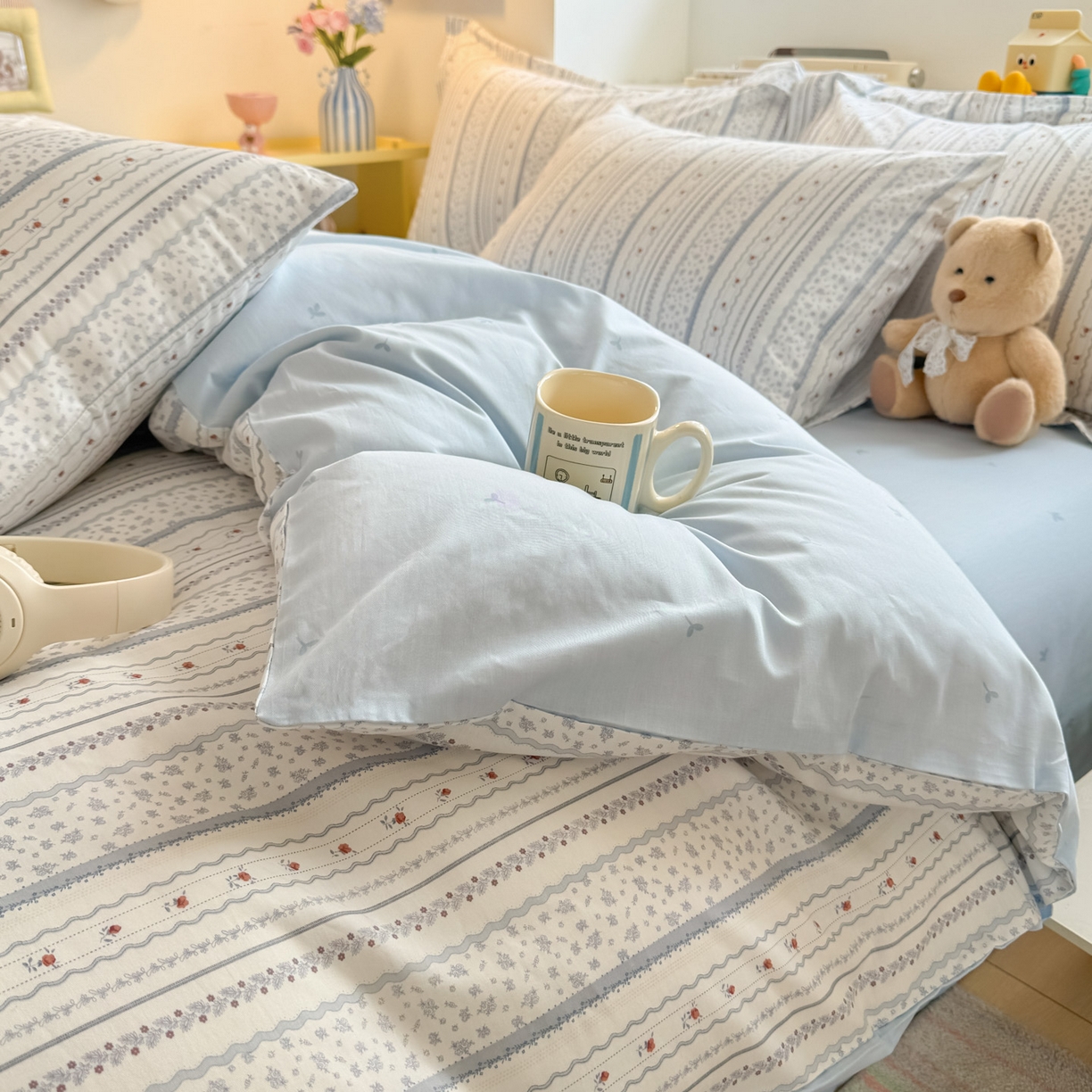 91家纺网 家纺一手货源 找家纺 景眠 2026新款全棉13372小清新简单款四件套 梦境