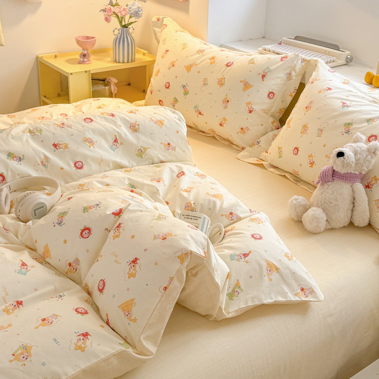 91家纺网 家纺一手货源 找家纺 景眠 2026新款全棉13372小清新简单款四件套 童趣