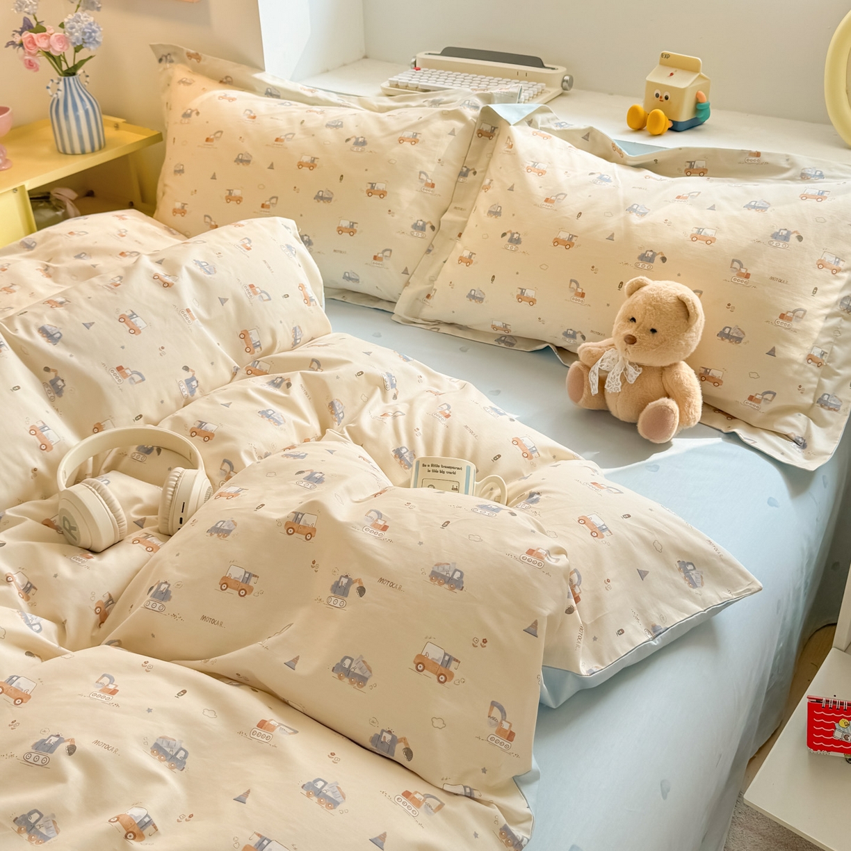 91家纺网 家纺一手货源 找家纺 景眠 2026新款全棉13372小清新简单款四件套 玩具总动员