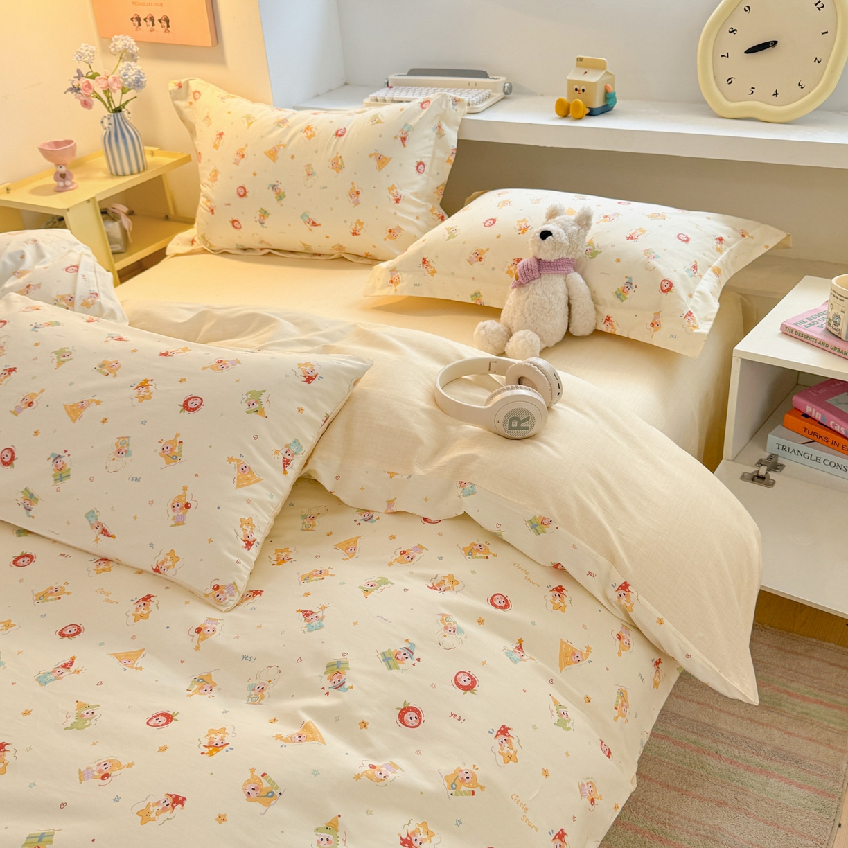 91家纺网 家纺一手货源 找家纺 景眠 2026新款全棉13372小清新简单款四件套 童趣