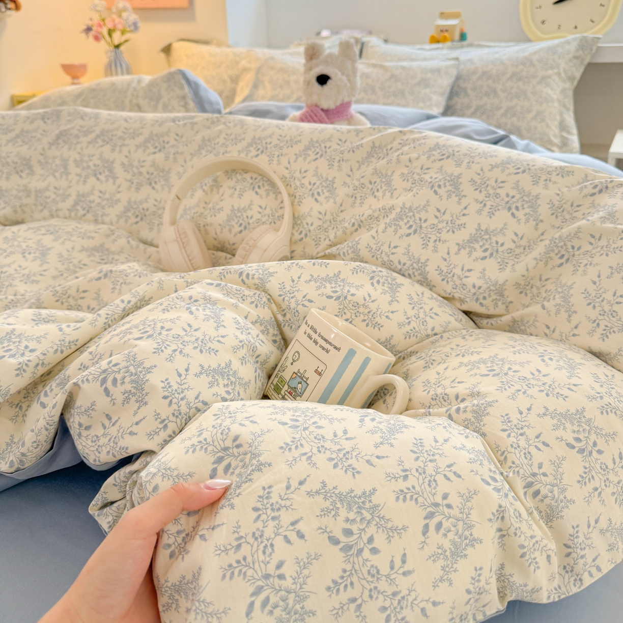 91家纺网 家纺一手货源 找家纺 景眠 2026新款全棉13372小清新简单款四件套 花蔓