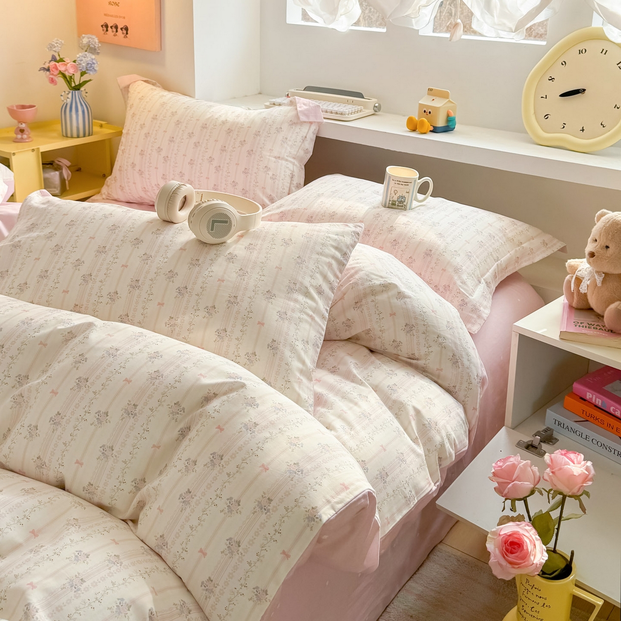 91家纺网 家纺一手货源 找家纺 景眠 2026新款全棉13372小清新简单款四件套 花间