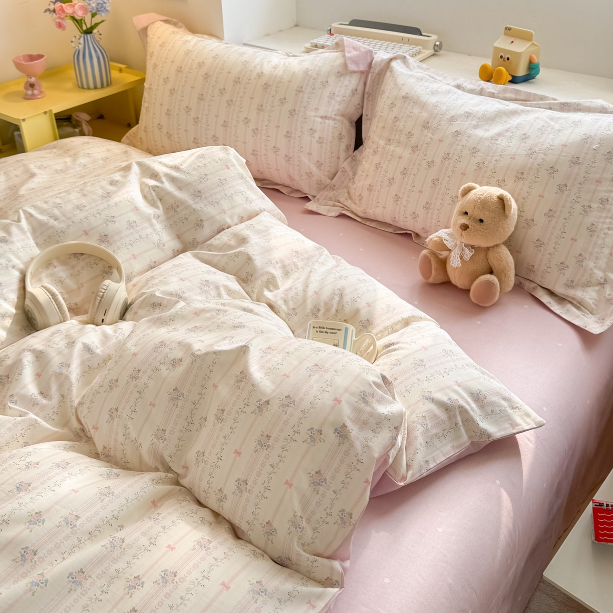 91家纺网 家纺一手货源 找家纺 景眠 2026新款全棉13372小清新简单款四件套 花间