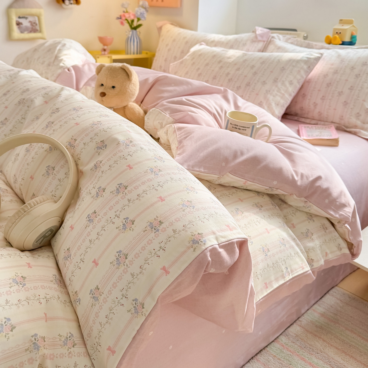 景眠 2026新款全棉13372小清新简单款四件套 花间