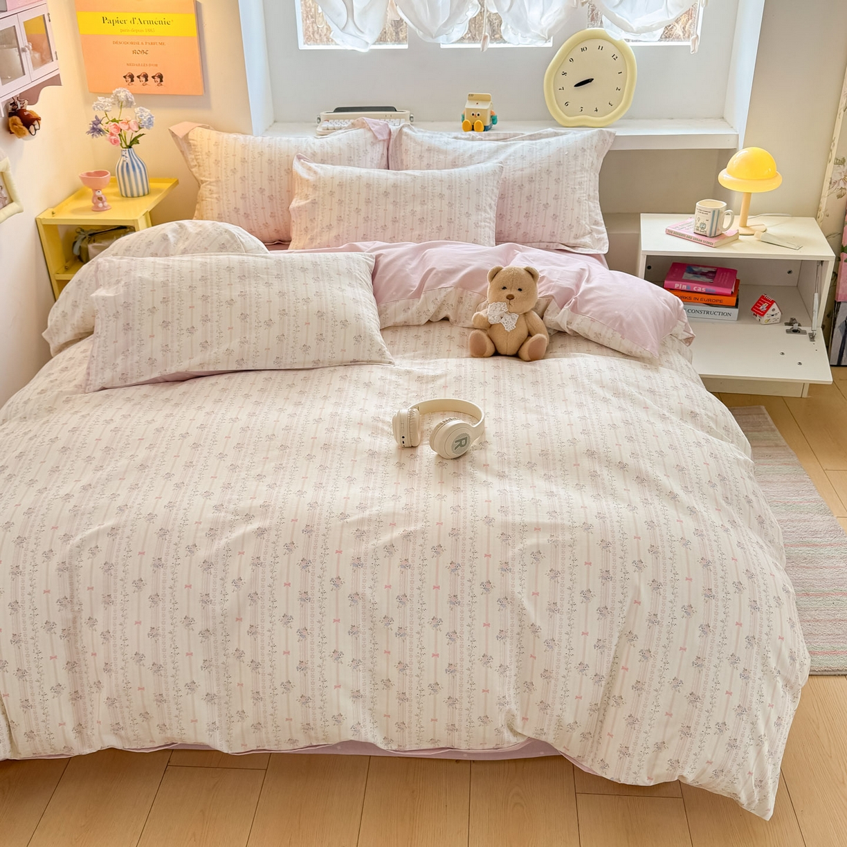 91家纺网 家纺一手货源 找家纺 景眠 2026新款全棉13372小清新简单款四件套 花间