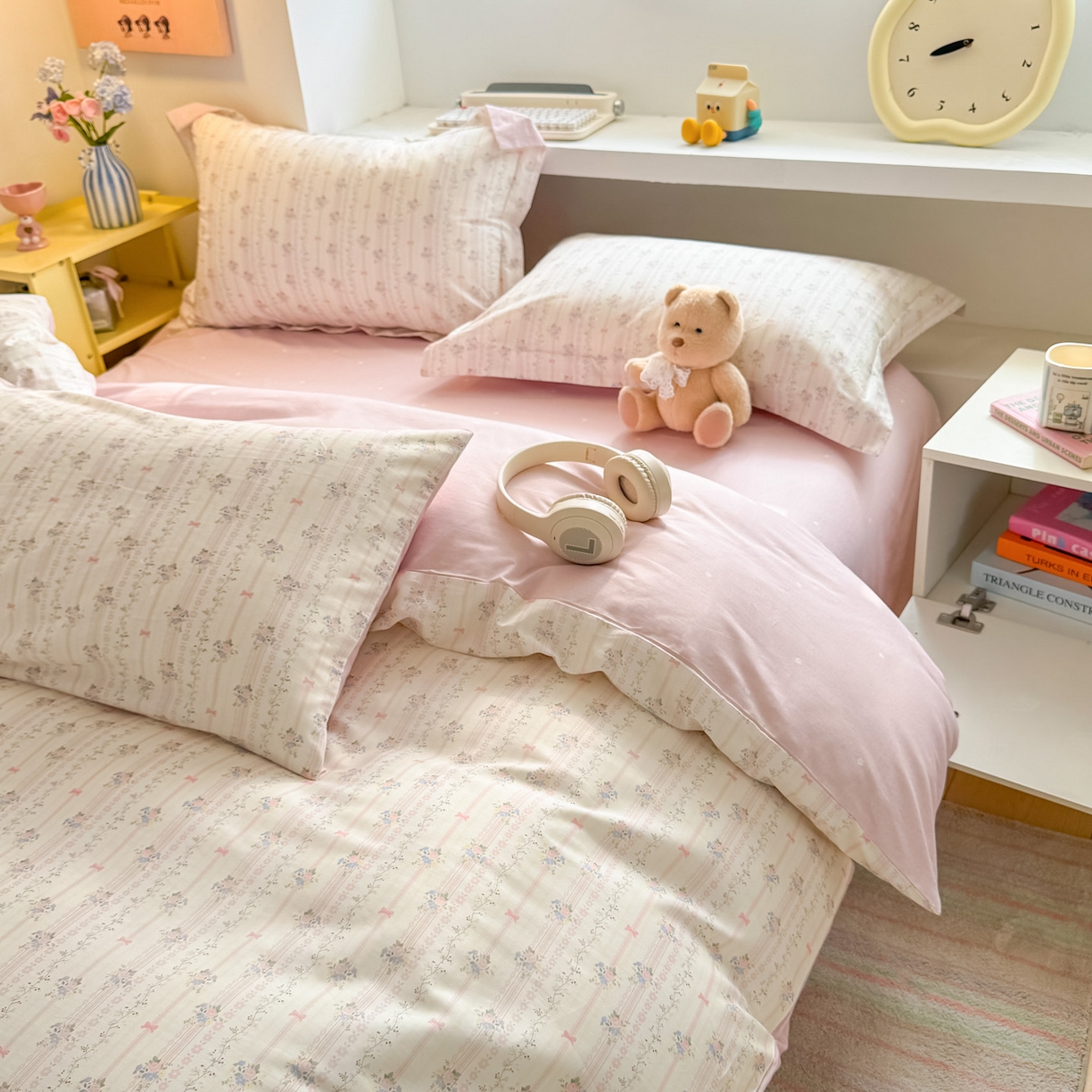 91家纺网 家纺一手货源 找家纺 景眠 2026新款全棉13372小清新简单款四件套 花间