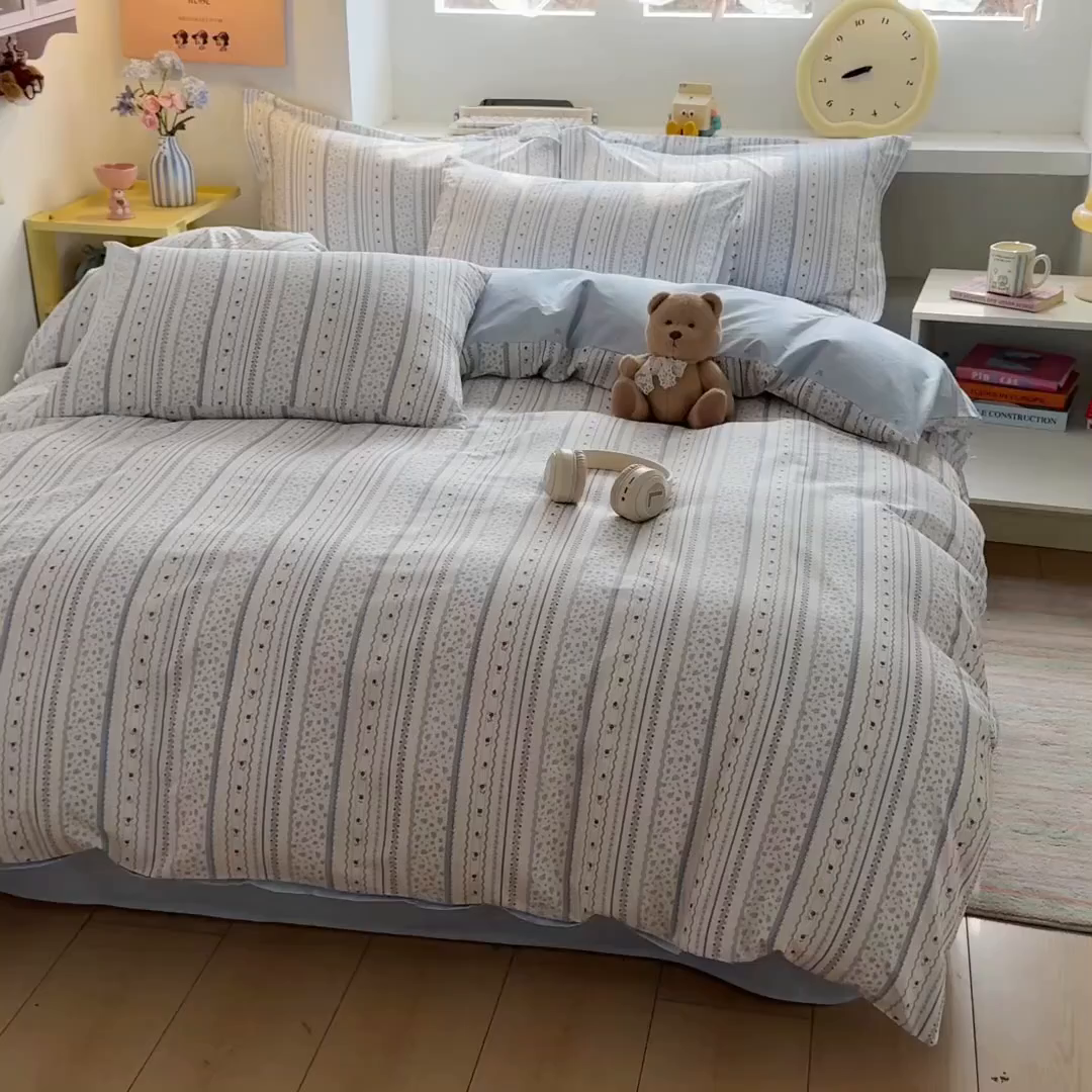 91家纺网 家纺一手货源 找家纺 景眠 2026新款全棉13372小清新简单款四件套 梦境