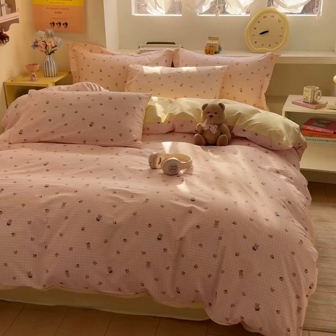 91家纺网 家纺一手货源 找家纺 （总）景眠 2026新款全棉13372小清新简单款四件套